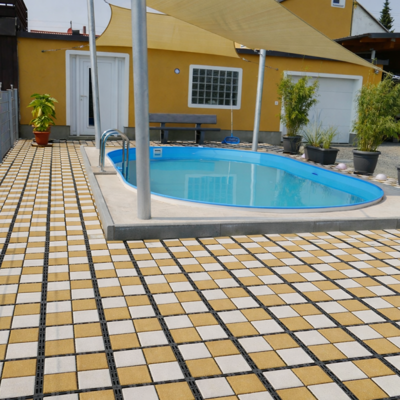 Terrasse pour piscine stabilisée