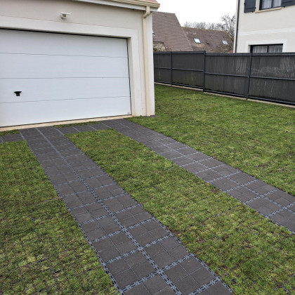 Allée de garage végétalisée